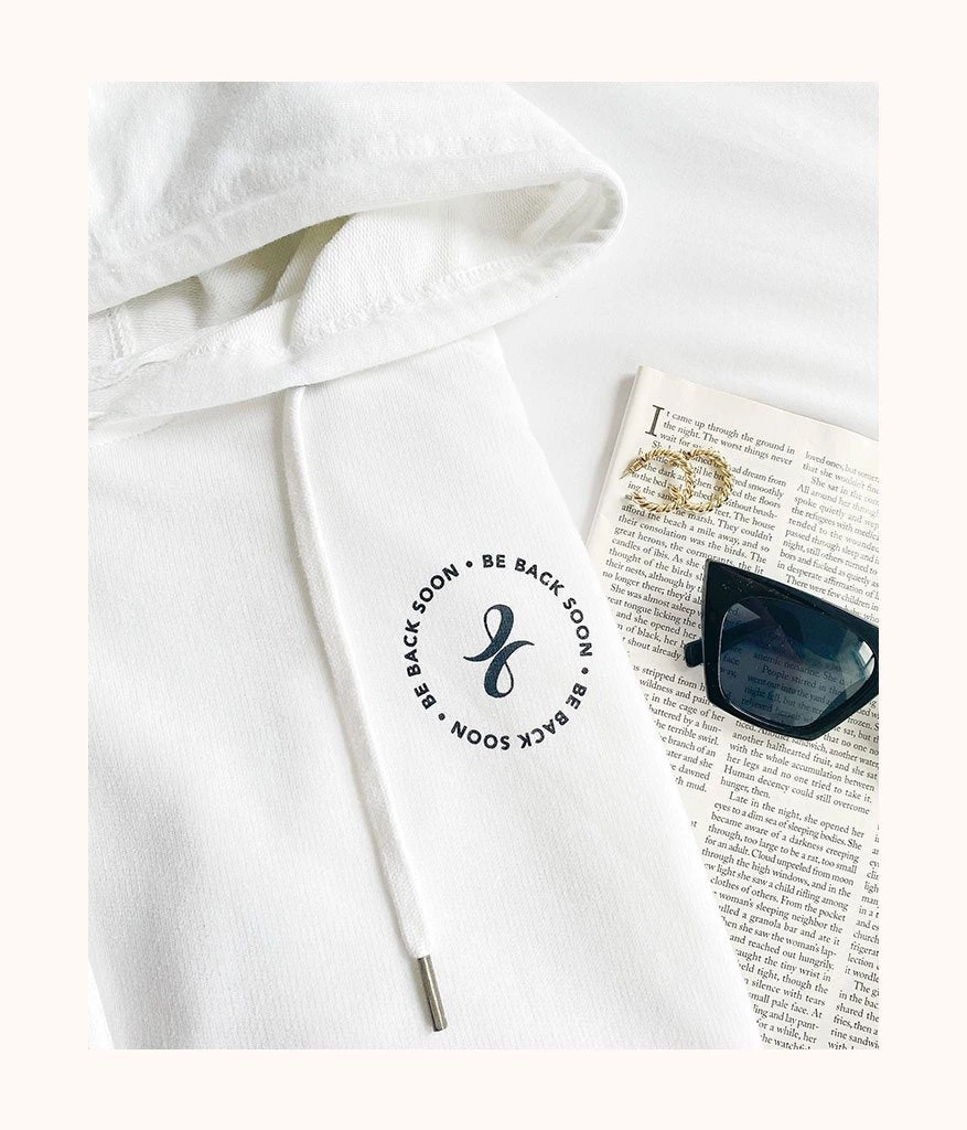 Wearlively The Be Back Soon Hoodie: White Categories 4 Wearlively The Be Back Soon Hoodie: White Categories