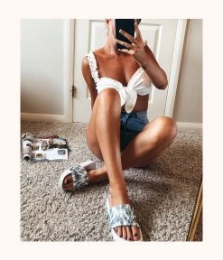 Wearlively The Palm Slides: White/Green Palm