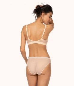 Wearlively The Mesh Trim Padded Bralette: Toasted Almond Bras