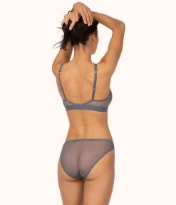 Wearlively Bras The Mesh Trim Padded Bralette: Smoke