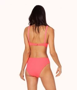 Wearlively The Ruched High Waist Bikini: Electric Pink