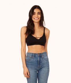 Wearlively The Skinny-Strap Seamless Bralette Bundle: Jet Black/Toasted Almond Bras