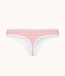 Wearlively The Cotton Thong: Coral Stripe
