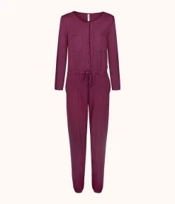 Wearlively The All-Day Crew Jumpsuit: Plum 8 Wearlively The All-Day Crew Jumpsuit: Plum