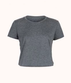 Wearlively The Cropped Tee: Charcoal Heather Grey