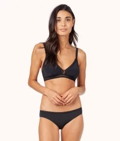 Wearlively Bras The Mesh Trim Bralette Trio: Toasted Almond/Jet Black/Smoke