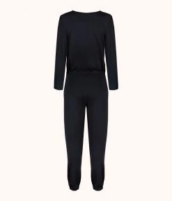 Wearlively The All-Day Crew Jumpsuit: Jet Black