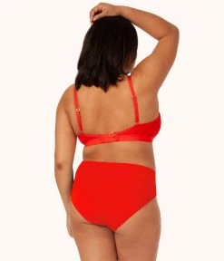 Wearlively The Lace High Waist Bikini Bundle: Toasted Almond/Jet Black/Tomato Red