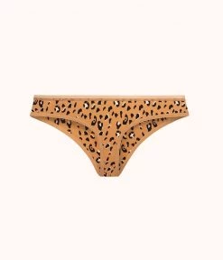 LIVELY The No Show Thong - Print: Latte Leopard