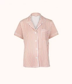 Wearlively The All-Day Short Sleeve Shirt - Print: Shell Pink Stripe