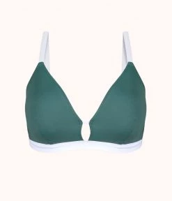 Wearlively The Busty Bralette: Harbor Green/White