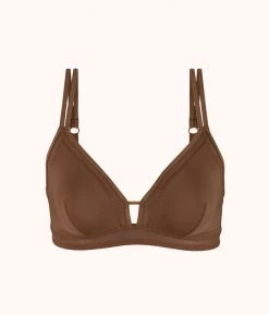 Wearlively The Mesh Trim Bralette: Rich Clay