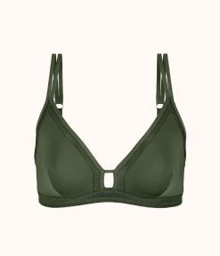 Wearlively The Mesh Trim Bralette: Rich Olive Bras