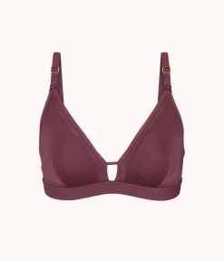 Wearlively The Mesh Trim Maternity Bralette: Plum