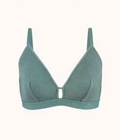 Wearlively The Ribbed Busty Bralette: Harbor Green Bras