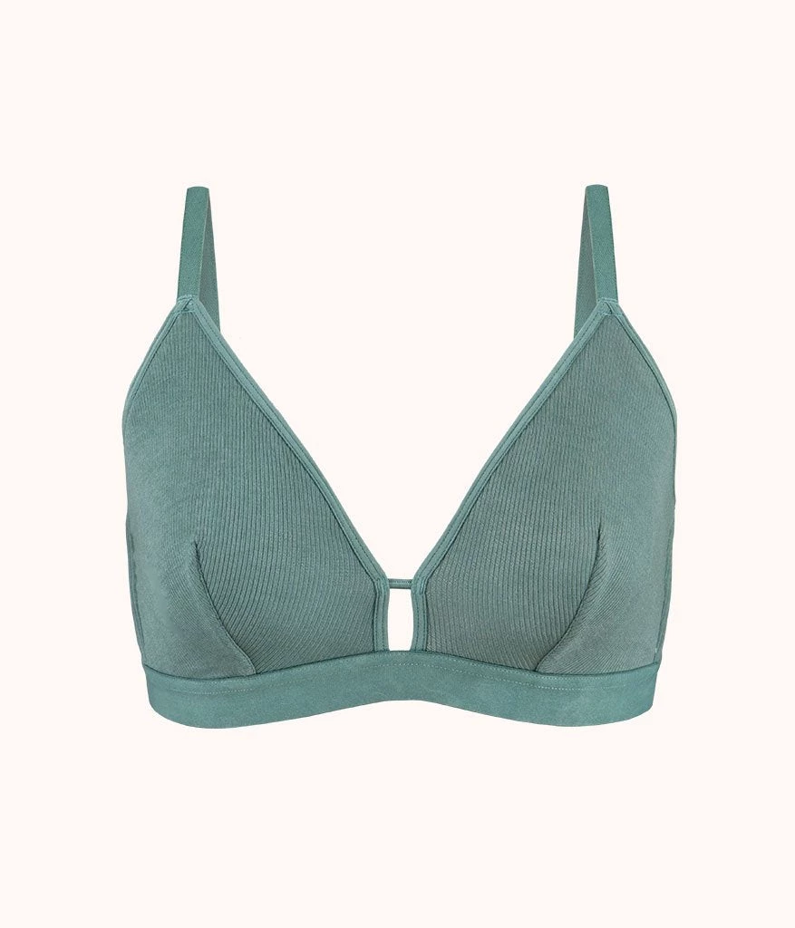 Wearlively The Ribbed Busty Bralette: Harbor Green Bras