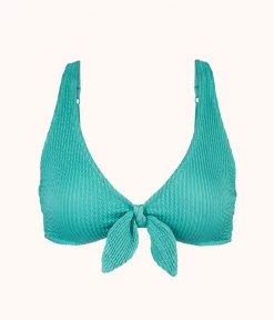 Wearlively The Ruched Plunge Bralette: Aquamarine