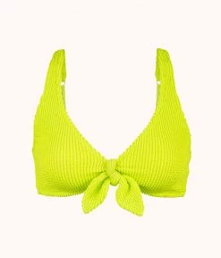 Wearlively The Ruched Plunge Bralette: Electric Lime Categories