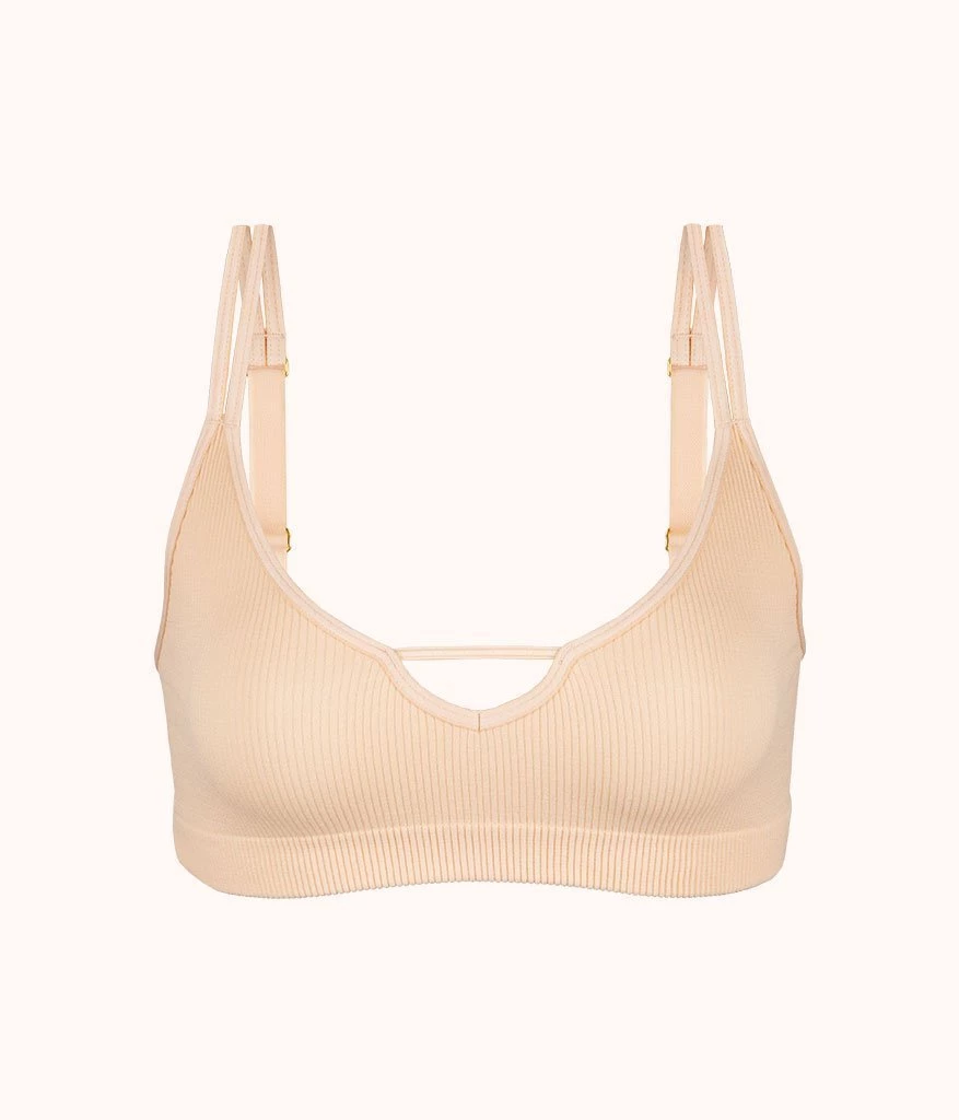 Wearlively Bras The Skinny-Strap Seamless Bralette: Toasted Almond