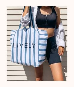 Wearlively The Denim Stripe Tote: Denim Stripe