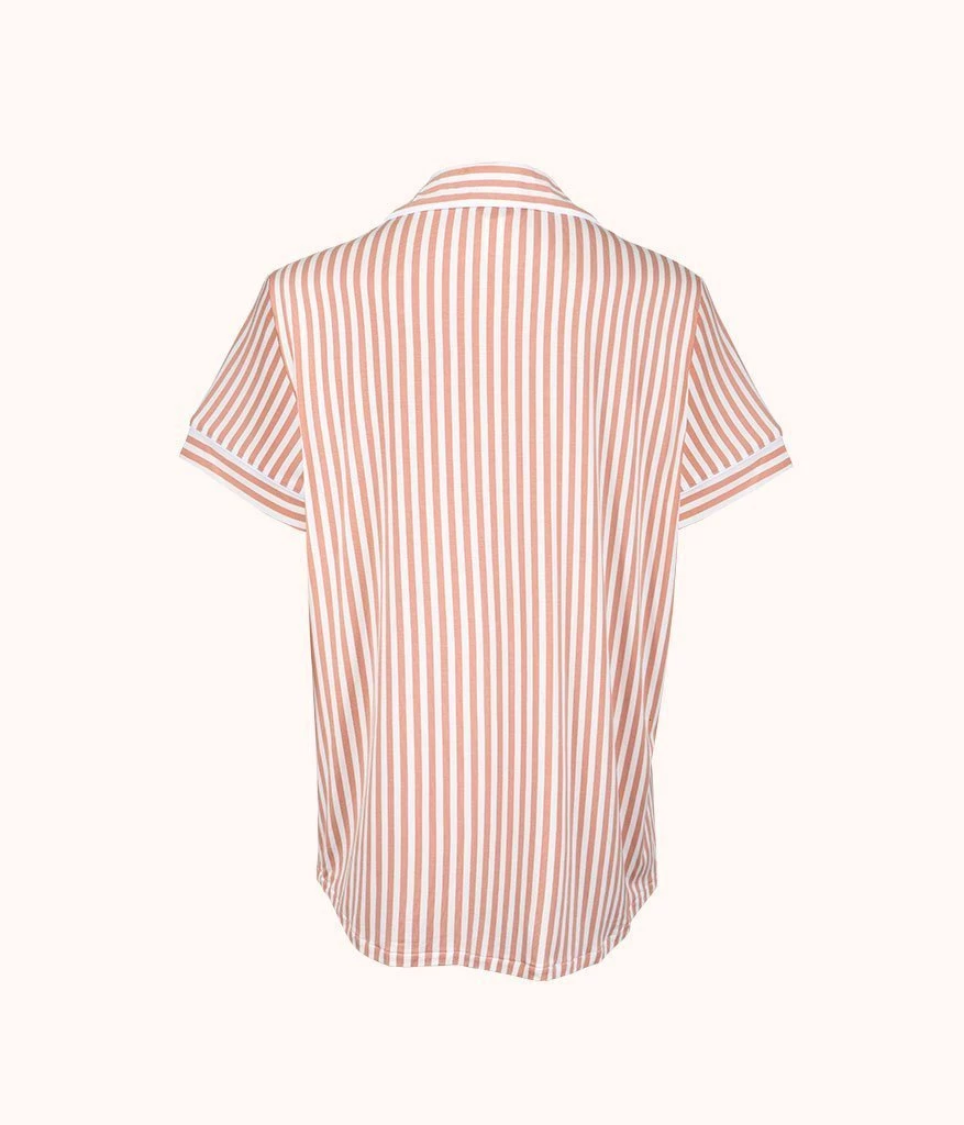 Wearlively The All-Day Short Sleeve Shirt - Print: Shell Pink Stripe