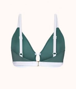 Wearlively The Busty Bralette: Harbor Green/White