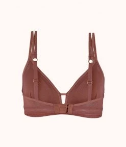 Wearlively The Mesh Trim Bralette: Umber Bras