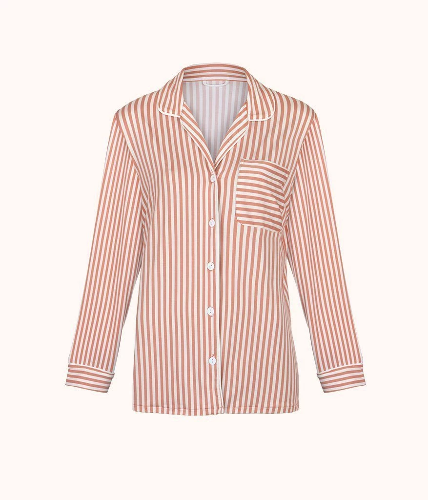 Wearlively Categories The All-Day Lounge Shirt - Print: Shell Pink Stripe