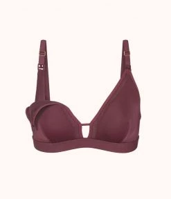 Wearlively The Mesh Trim Maternity Bralette: Plum