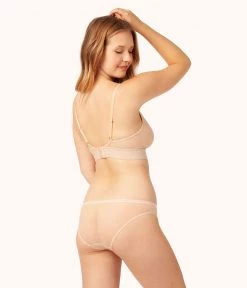 Wearlively The Busty Stripe Mesh Bralette: Toasted Almond 9 Wearlively The Busty Stripe Mesh Bralette: Toasted Almond