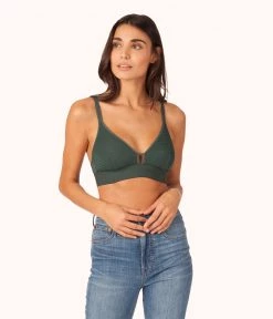 Wearlively Bras The Stripe Mesh Bralette: Emerald