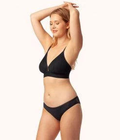 Wearlively The Busty Stripe Mesh Bralette: Jet Black Bras