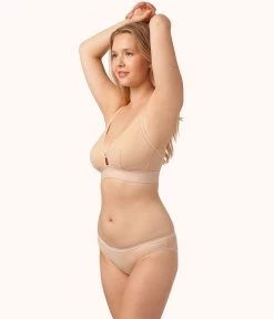 Wearlively The Busty Stripe Mesh Bralette: Toasted Almond