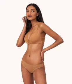 Wearlively Bras The Mesh Trim No-Wire: Warm Oak