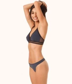 Wearlively The No Show Thong: Navy