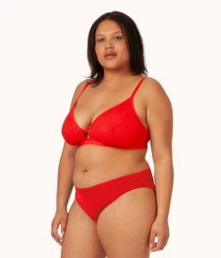 Wearlively Categories The Palm Lace Bikini: Tomato Red