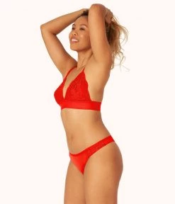 Wearlively Categories The Palm Lace Thong: Tomato Red