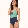 Wearlively The V One Piece: Mint/Navy Categories