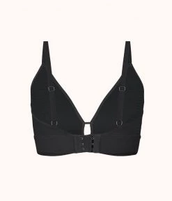 Wearlively The Busty Stripe Mesh Bralette: Jet Black Bras