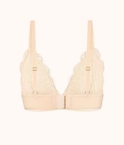Wearlively Bras The Long-Lined Lace Bralette: Toasted Almond