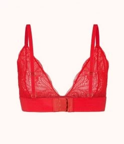 Wearlively The Long-Lined Lace Bralette: Tomato Red Bras