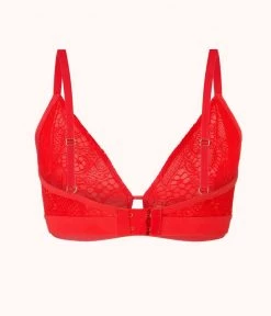 Wearlively The Palm Lace Busty Bralette: Tomato Red Bras