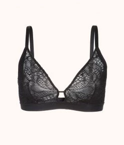 Wearlively The Palm Lace Busty Bralette: Jet Black Bras