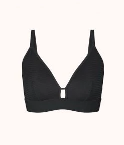 Wearlively The Busty Stripe Mesh Bralette: Jet Black Bras