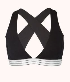 Wearlively Bras The Cross Back Bralette: Jet Black