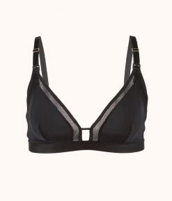 Wearlively The Mesh Trim Maternity Bralette: Jet Black