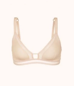 Wearlively The Mesh Trim Bralette: Toasted Almond Bras