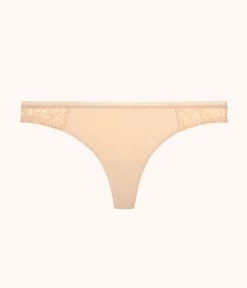 Wearlively The Palm Lace Thong: Toasted Almond