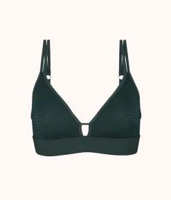 Wearlively Bras The Stripe Mesh Bralette: Emerald