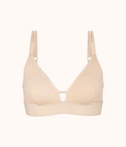 Wearlively The Stripe Mesh Bralette: Toasted Almond
